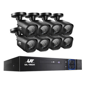 nnedsz 8ch 5 in 1 dvr cctv security system video recorder /w 8 cameras 1080p hdmi black